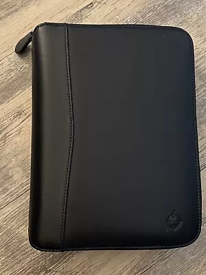 Franklin Covey Classic FC Basics Black Leather Zipper Planner Binder Zip Around • $70