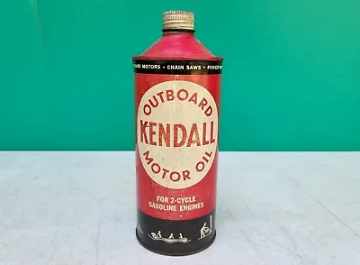 Kendall Motor Oil OUTBOARD Cone Top Bottle Can Quart Tin 1950s Vintage • $67.50