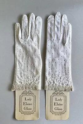 Vintage Estate Gloves Lady Elaine Formal White Pearl Hand Sewn Size Small New • $12.95