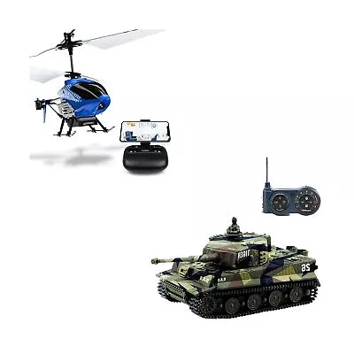 Cheerwing 1:72 German Tiger I Panzer Tank RC Tank & U12S Mini RC Helicopter W... • $88.99