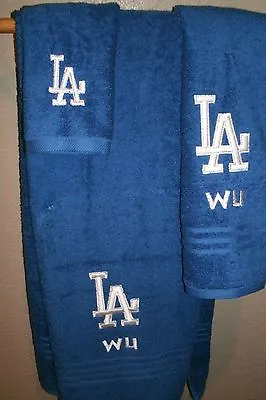 Dodgers Personalized 3 Piece Bath Towel Set Baseball ANY TEAM & COLOR • $28