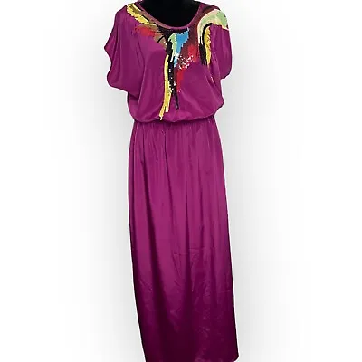 £45.21 • Buy Butterfly By Matthew Williamson Women's Purple Maxi Dress Size 14 Sequin Blouson