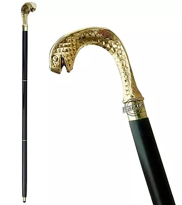 Brass Cobra Head Walking Stick Cane Steampunk Walking Cane Wood Premium Gift Men • $33