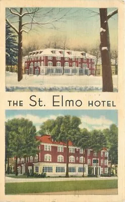 Chautauqua New York St  Elmo Hotel Roadside Teich Linen Postcard 20-12232 • $9.74