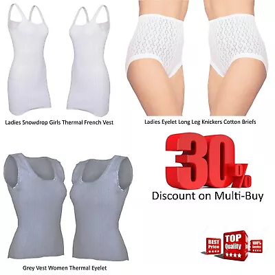£3.99 • Buy Ladies Thermal Vest French Neck Top Knicker Short Sleeve Women Underwear UK