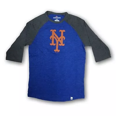 New York Mets Majestic Men's 3/4's Sleeve Dark Blue/Dark Gray NWOT  • $17.99