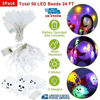 Halloween LED String Light Ghost/Skeleton/Gauze Skull Fairy Light Festival Decor • $19.37