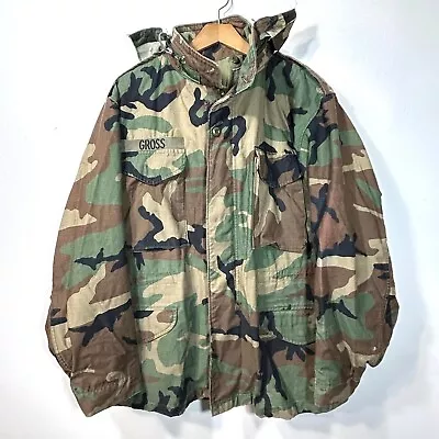 US Army Woodland Field Jacket Large Regular Coat Cold Weather Camouflage M65 • $59.99