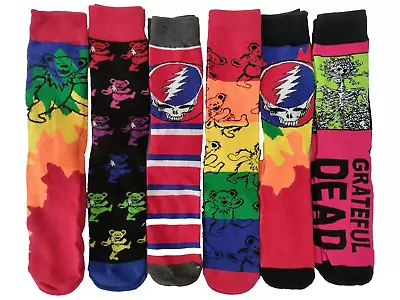 GRATEFUL DEAD Men's 8-12 Crew Socks 6 Pair Blue Green Red Multi Unisex Women • $19.99