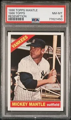 1996 Topps Redemption Mickey Mantle Yankees 1966 Topps #50 PSA 8 NM-Mint Low Pop • $55