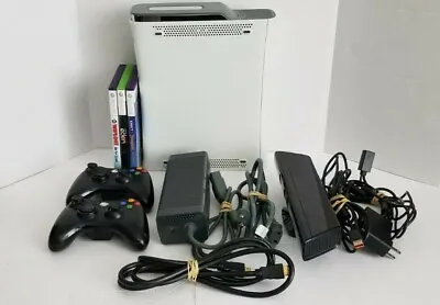 Microsoft Xbox 360 White Console + Kinect Bundle 3 Games Tested • $85