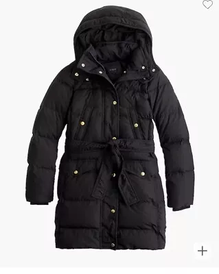 NWOT JCREW WINTRESS BELTED DOWN PUFFER COAT BLACK JACKET B5123 $298 XXS • $188.88