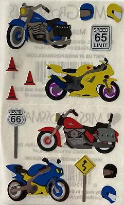 MOTORCYCLE Foil Stickers(14pc)Mrs. Grossman’s•Riding•Helmet•Speed •Route 66•Road • $1.89