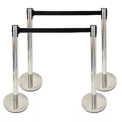 £69.99 • Buy 4 Pcs Heavy Duty Retractable Crowd Control Barrier With 4 Belt Strip 2.5 M