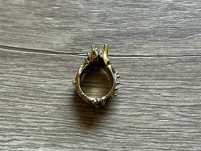 Vintage Trifari Designer Signed Spiked Hinged Gold Tone Ring • $34.95