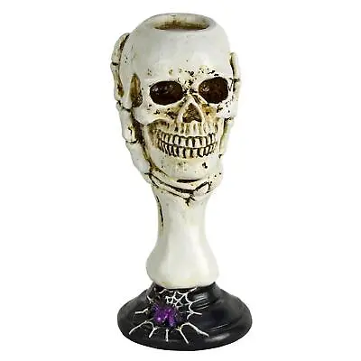 Halloween Skull Candle Holder Skeleton Hand Decoration Tea Light Spider 22cm • £15.99