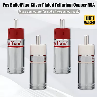 4Pcs Pure Copper Silver Plated RCA Plugs Audio Signal Connectors HiFi Adapters • $16.59