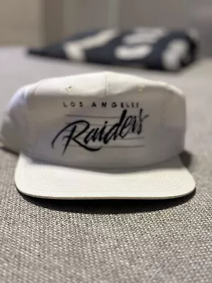 Vintage 90's Drew Pearson Los Angeles Raiders NFL Snapback Hat White NWOT • $100