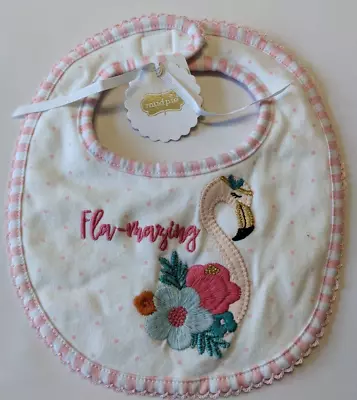 MUD PIE Baby Girls Pink Flamingo  Fla-mazing  Bib NEW WITH TAGS • $7.99