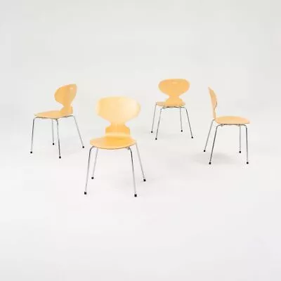 2005 Set Of Four Arne Jacobsen For Fritz Hansen Ant 3101 Chairs In Natural Maple • £1297.49