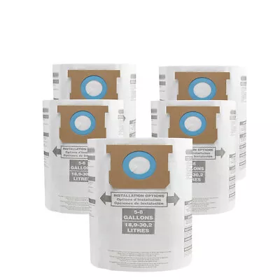 $10.49 • Buy For Shop-Vac 90661 Bag Type E For 5-8 Gallon Vacuum - 9066100 Bags (5Pack)