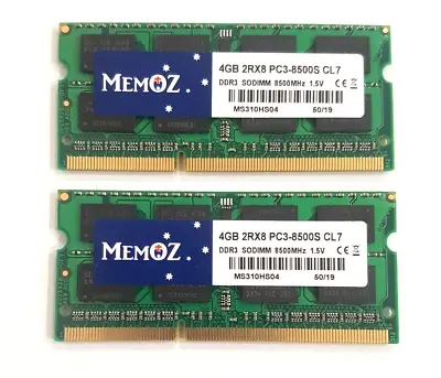 8GB DDR3 1066 1067 Mhz 2x 4GB Laptop RAM PC3 8500S Notebook Sodimm Memory 5YW • $26