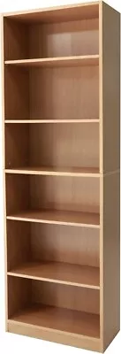 Tall Narrow Bookcase Storage Unit With Adjustable Shelving Beech Boxed  • £79.99