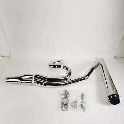 Bassani Chrome Road Rage 2 Into 1 Exhaust Pipe 4  Megaphone 2017+ Harley Touring • $1195.95