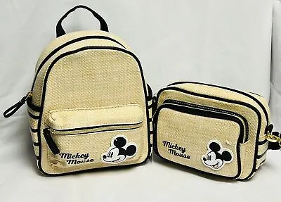 Disney Mickey Mouse Backpack /Crossbody With Coin Purse Beige Travel Bag Primark • £14.94