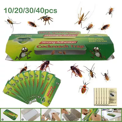 40 Cockroach Traps Killer Bedbug Glue Trap Crawling Insect Pest Control Catcher& • £9.34