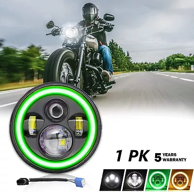 7'' Inch LED Motorcycle Round Headlight Green Halo Lights For Yamaha Road Star • $25.89