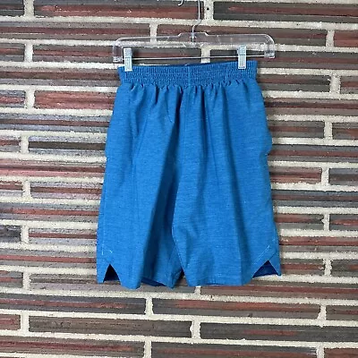 Adidas Athletic Shorts Blue Solid Pull On Elastic Mid-Length Casual Active Mens • $12.99