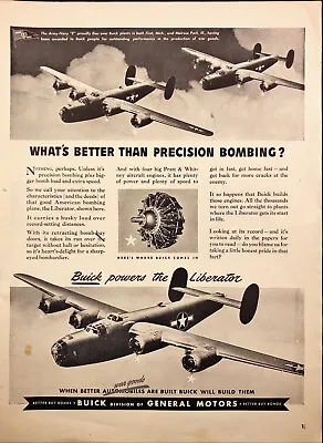 Buick B-24 Liberator Bomber Flint MI World War II Vintage Print Ad 1943 • $18.77