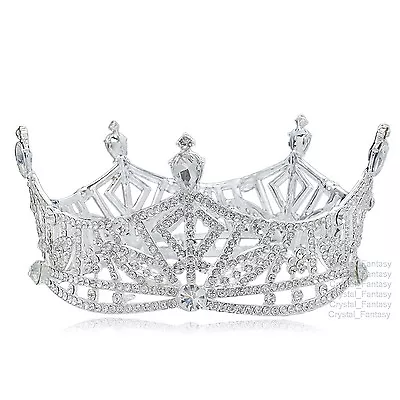 TQF88 Clear Austrain Rhinestone Alloy Bridal Prom Tiara Queen Miss America Crown • $25.99