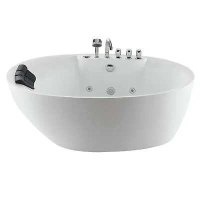 59-in L X 31.5-in W White Acrylic Center Drain Freestanding Whirlpool Tub • $2372