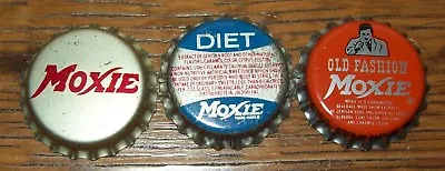 Lot Of 3 Different Vintage Moxie Unused Soda Pop Bottle Caps Silver Diet Man  • $3.65