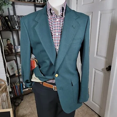 Stafford Men's Sport Coat Blazer Two Button Emerald Green Poly Wool Blend Sz 40L • $85
