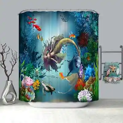 The Golden Mermaid 3D Shower Curtain Polyester Bathroom Decor  Waterproof • $22.09