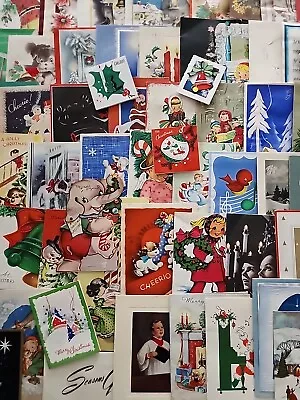 95 Vtg Christmas Greeting Cards Lot 1940-60s Boys Girls Angels Santa Snowman  • $84.98