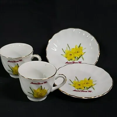 Lot 2 Vintage Teacup And Saucer With Flowers AmeriFlora '92 Made In Japan  • $6.95