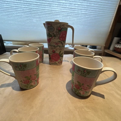 £12.50 • Buy Melamine Set Of Jug/tea Pot & 6 Mugs Picnic Garden Conservatory 