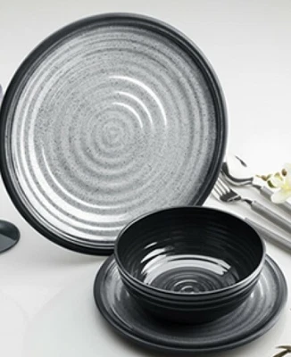 £43.75 • Buy Melamine Crockery Dinner Set Granite Grey 12 Piece Caravan Camping Picnic 