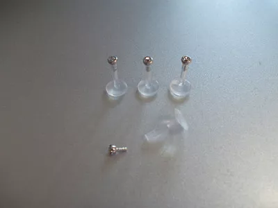 £5.99 • Buy 4 X 6mm Crystal Bioflex Tragus/monroe/labret Bars,clear Crystal 1.2mm