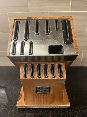 CHIAGO CUTLERY 15 Slot Steak Knife Block - No Knives  Stainless Steel And Wood • $9.99