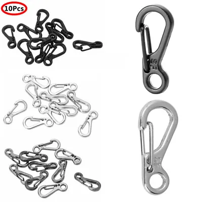 10 Mini SF Metal Carabiner Clips Tiny Snap Hooks Spring Clasp Keychain Paracord • $7.43