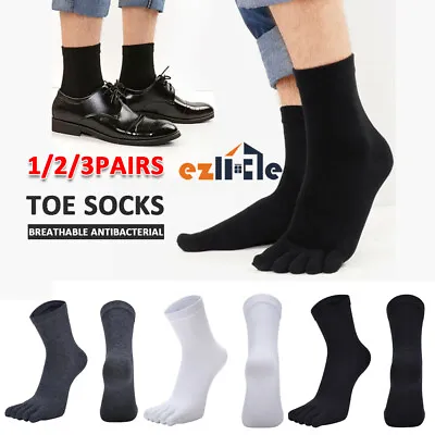 £5.14 • Buy 1-3pairs  Men Five Finger Short Solid Elastic Soft Sport Running Toe Socks