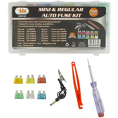 150 PC MINI & REGULAR CAR AUTO FUSE SET Test Light SUV Truck Boat Automotive • $8.95