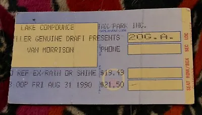 Van Morrison - August 31 1990 - Lake Compdunce - Ticket • $100