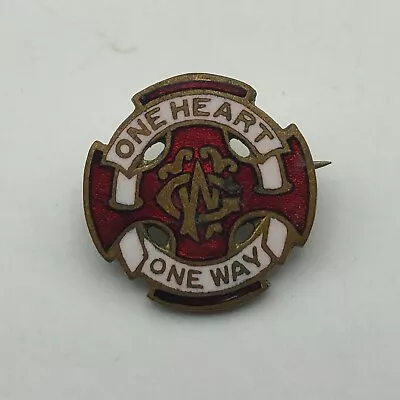 One Heart One Way Lapel Pin Methodist Wesleyan Guild Red + White Vintage • $7.46