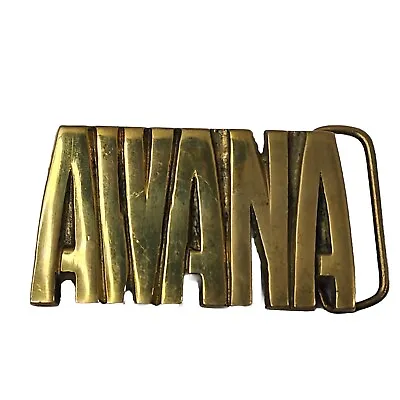 AWANA Solid Brass Belt Buckle (3  X 1 3/4 ) Vintage Men's Clothing Accessory • $14.77